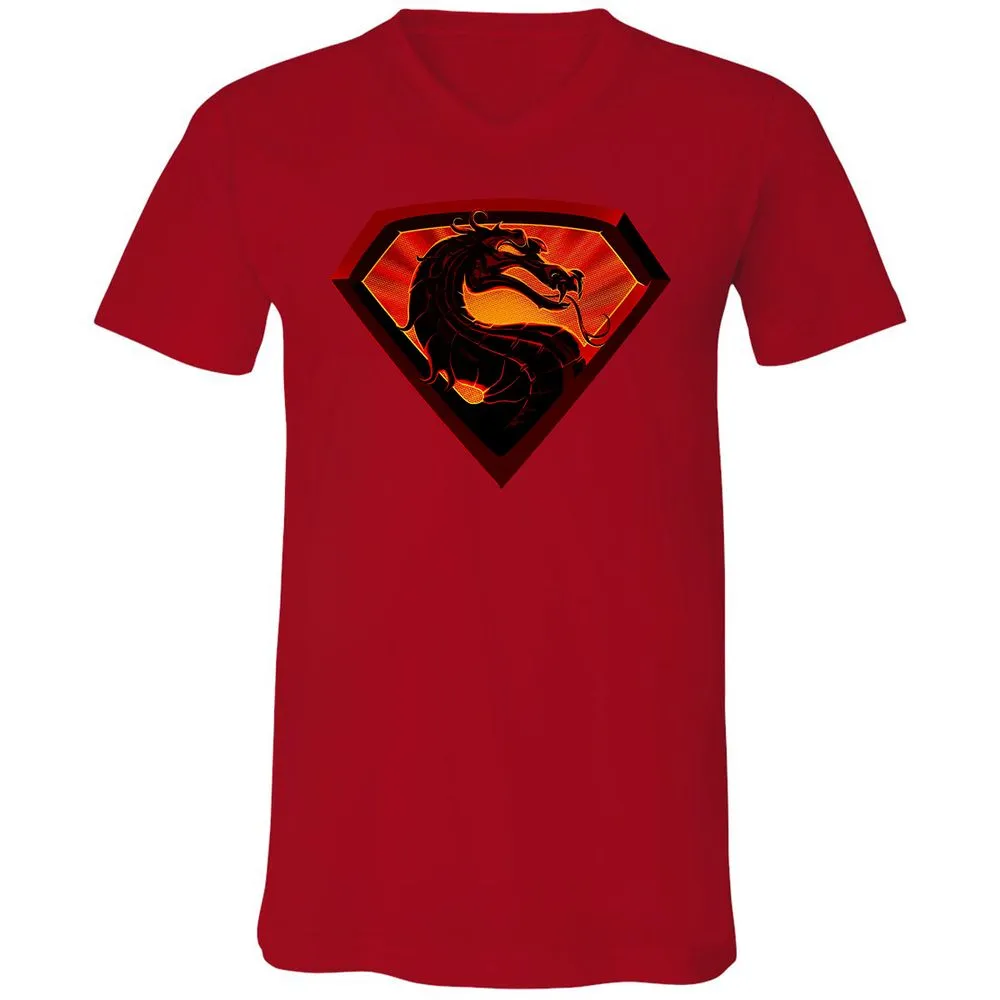 Unisex V-Neck T-Shirt - J6P92K4Q - Red - 3