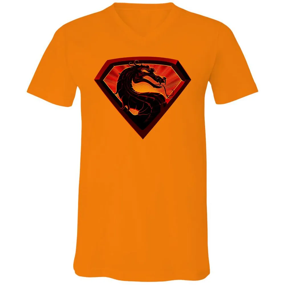 Unisex V-Neck T-Shirt - J6P92K4Q - Orange - 11
