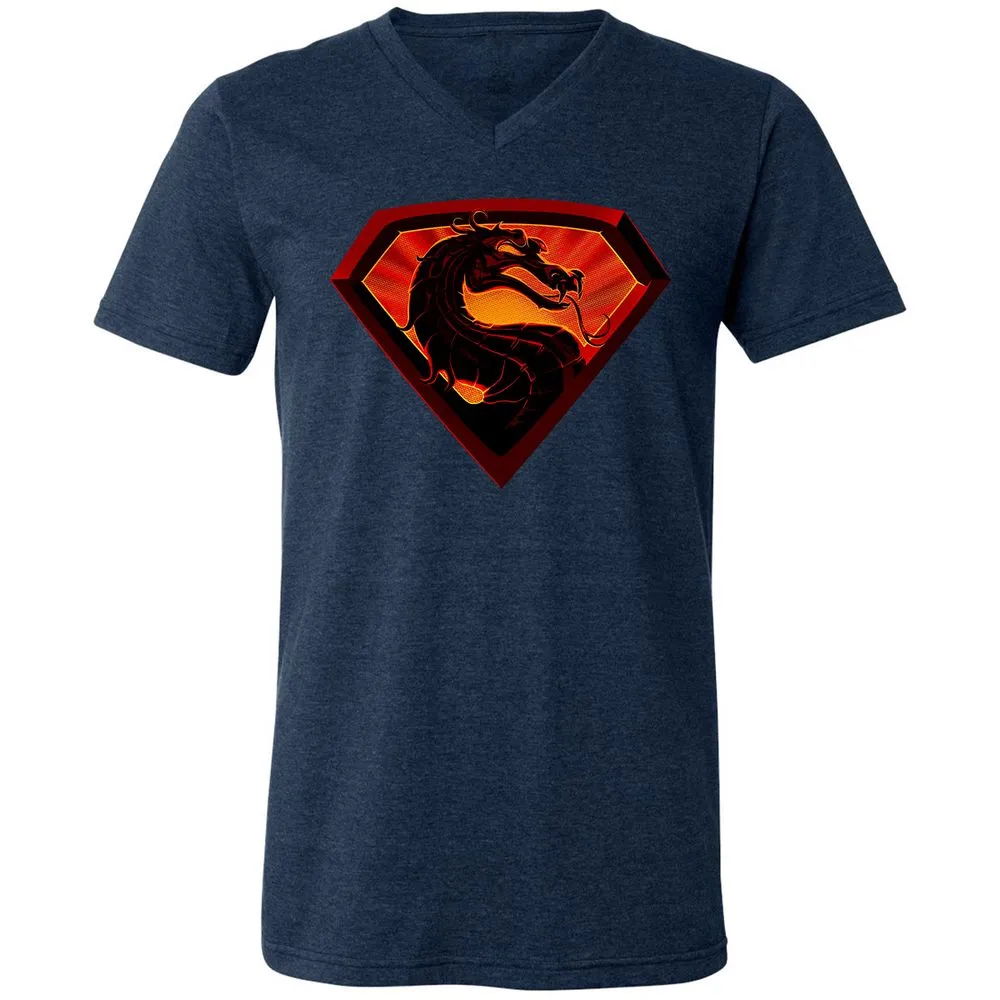 Unisex V-Neck T-Shirt - J6P92K4Q - Heather Navy - 15
