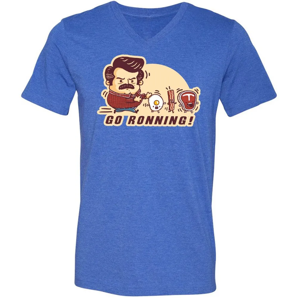 Unisex V-Neck T-Shirt - 47TZFM8T - Heather True Royal - 14