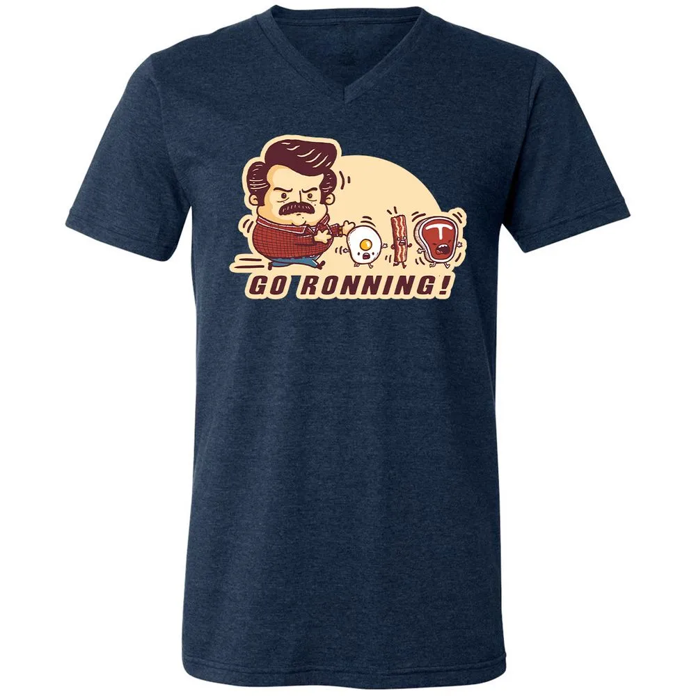 Unisex V-Neck T-Shirt - 47TZFM8T - Heather Navy - 15