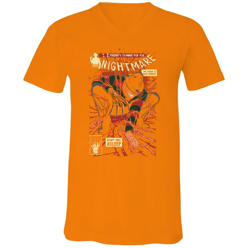 Unisex V-Neck T-Shirt - QS47BQ7H - Orange - 11