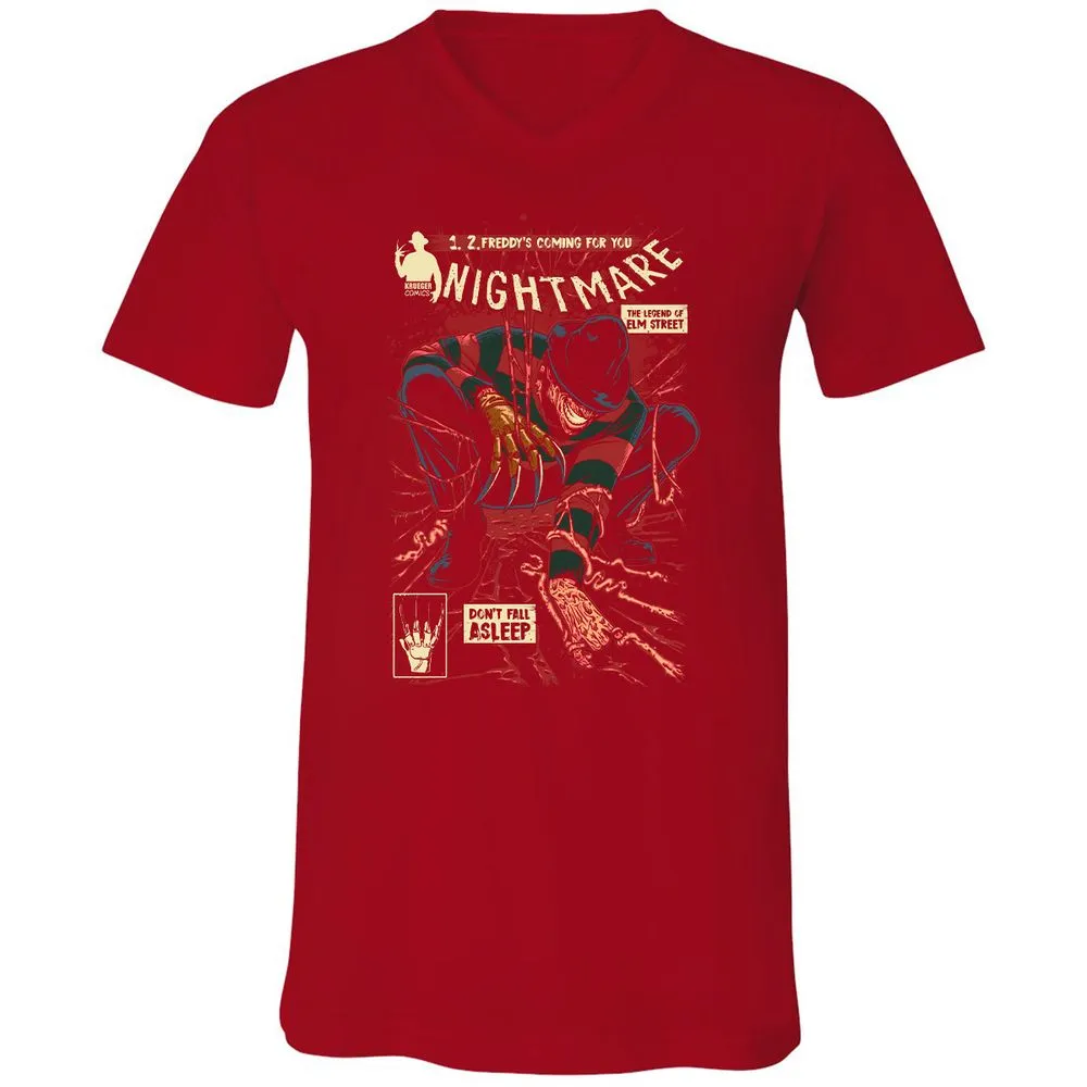 Unisex V-Neck T-Shirt - QS47BQ7H - Red - 3