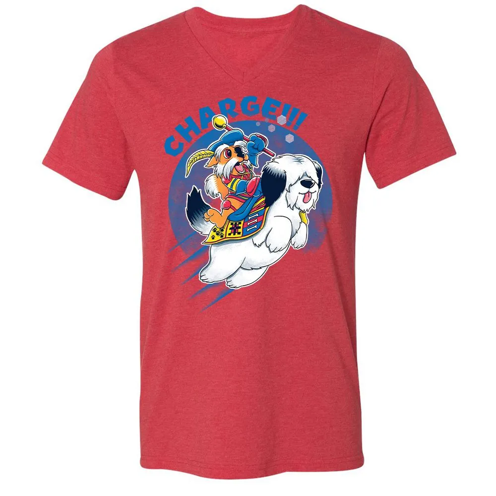 Unisex V-Neck T-Shirt - ME9HB4JU - Heather Red - 16