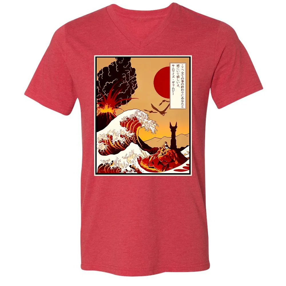 Unisex V-Neck T-Shirt - MB4WF3TR - Heather Red - 16