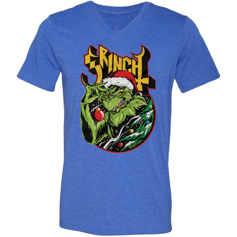 Unisex V-Neck T-Shirt - UH86W3HC - Heather True Royal - 14