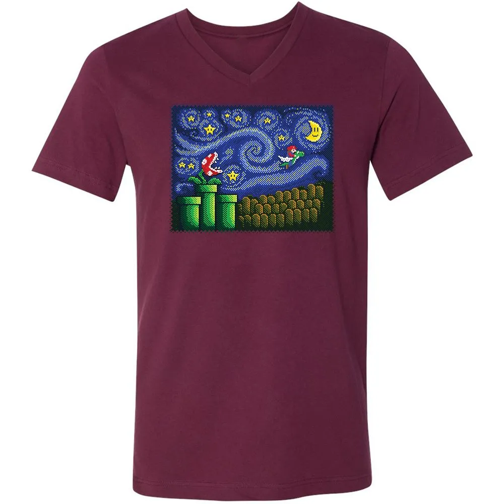 Unisex V-Neck T-Shirt - YNM6H4ZE - Maroon - 6