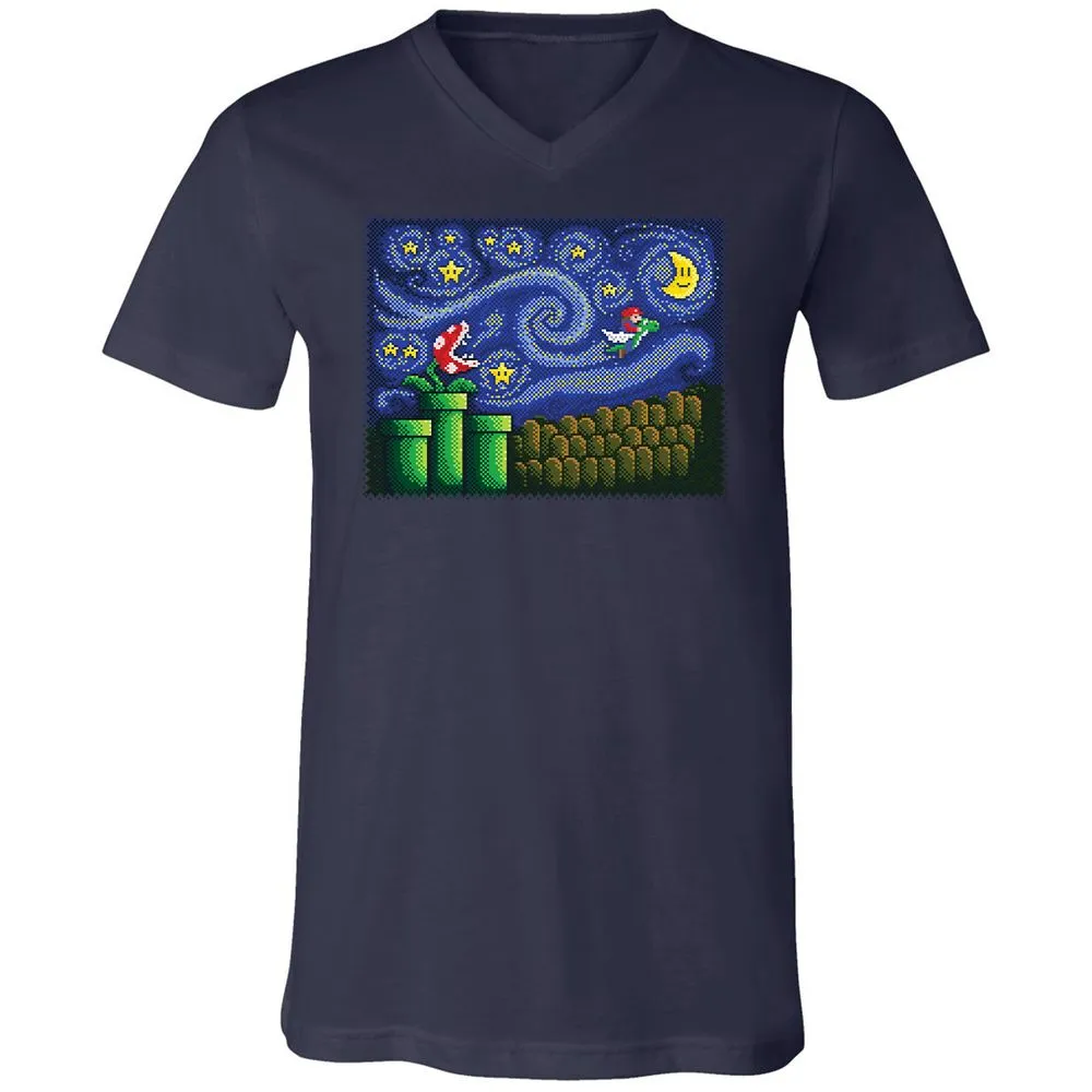 Unisex V-Neck T-Shirt - YNM6H4ZE - Navy - 2
