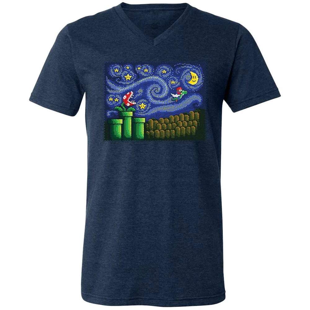 Unisex V-Neck T-Shirt - YNM6H4ZE - Heather Navy - 15