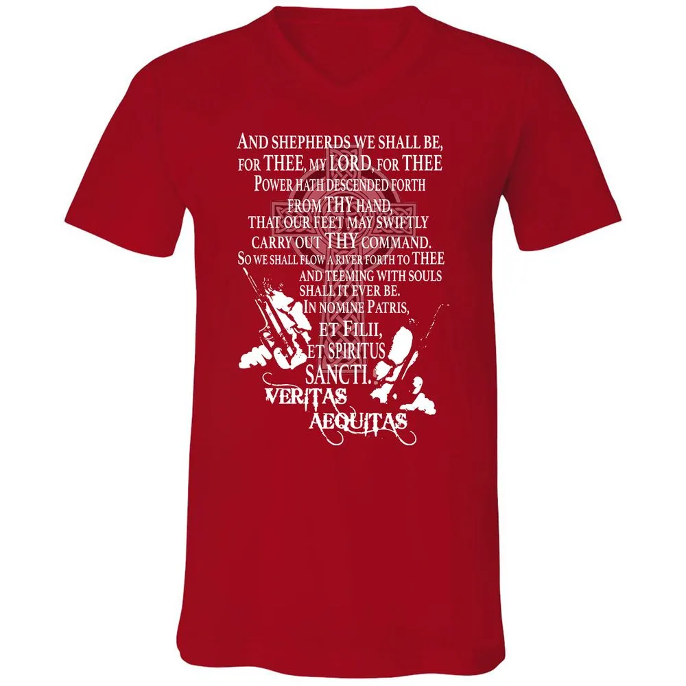 Unisex V-Neck T-Shirt - Black - Red - 3