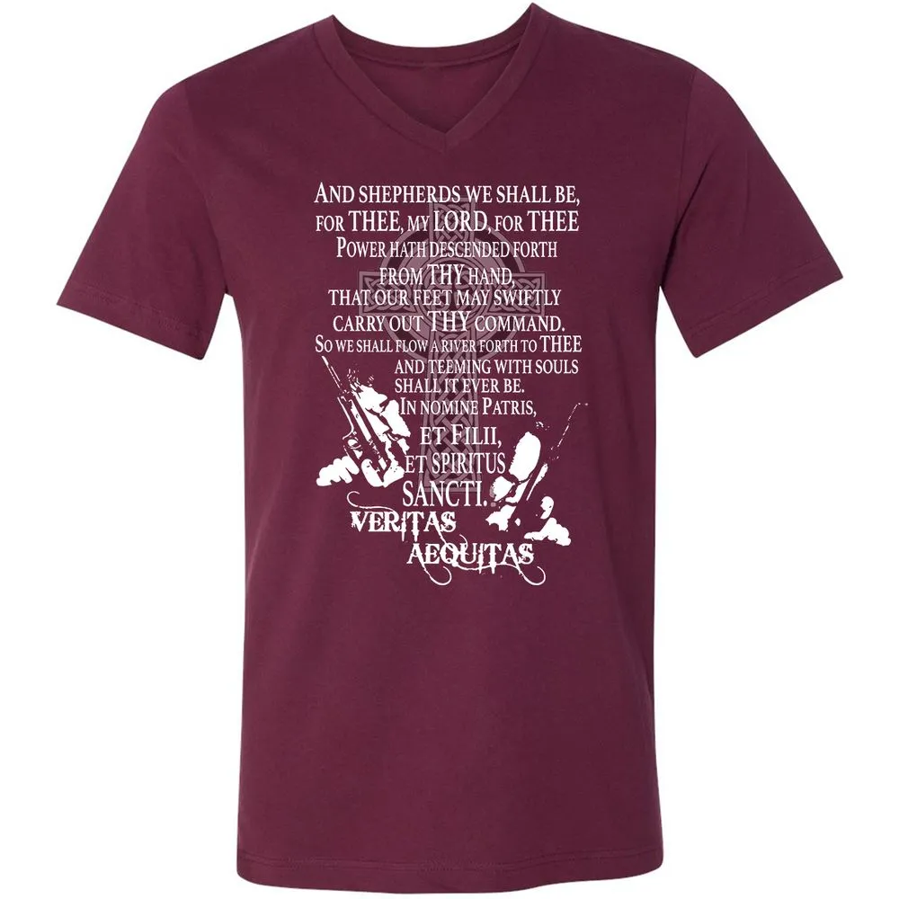 Unisex V-Neck T-Shirt - Black - Maroon - 6