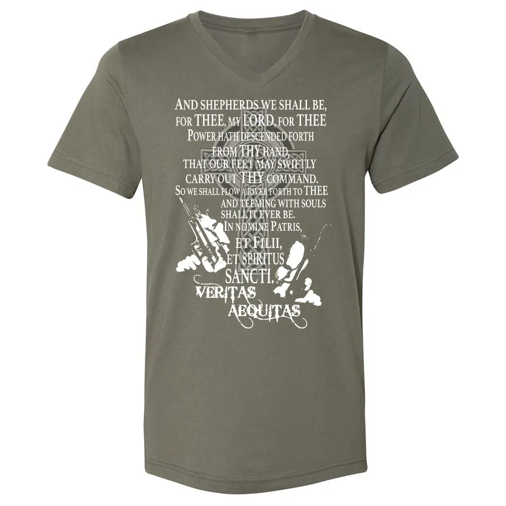 Unisex V-Neck T-Shirt - Black - Military Green - 10