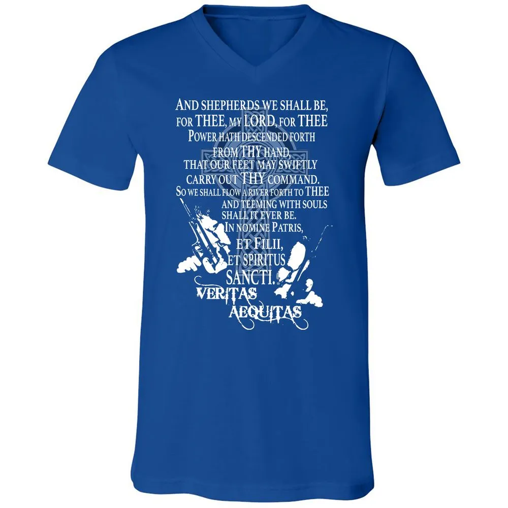 Unisex V-Neck T-Shirt - Black - True Royal - 4