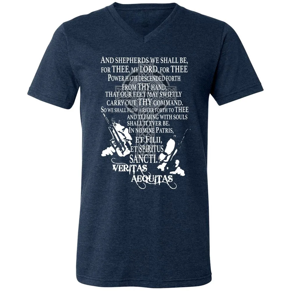 Unisex V-Neck T-Shirt - Black - Heather Navy - 15