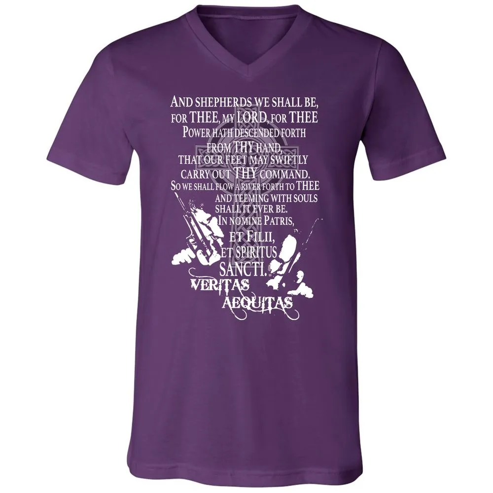 Unisex V-Neck T-Shirt - Black - Team Purple - 9