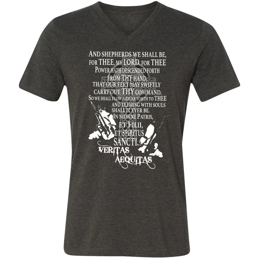 Unisex V-Neck T-Shirt - Black - Dark Grey Heather - 8