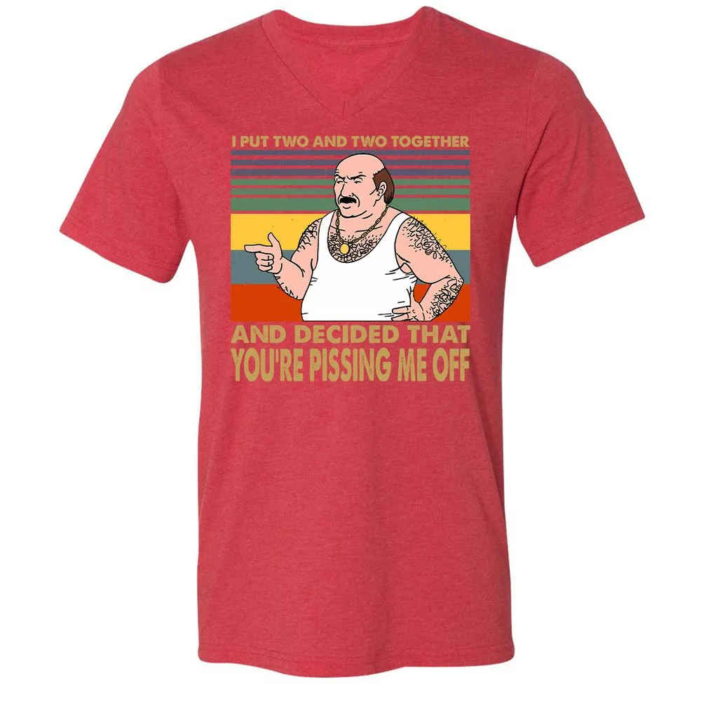 Unisex V-Neck T-Shirt - LXETMS46 - Heather Red - 16