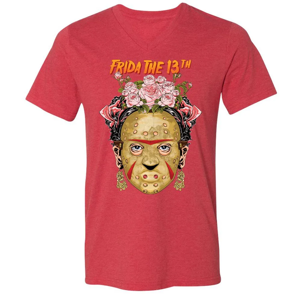 Unisex V-Neck T-Shirt - UGC3HAJK - Heather Red - 16