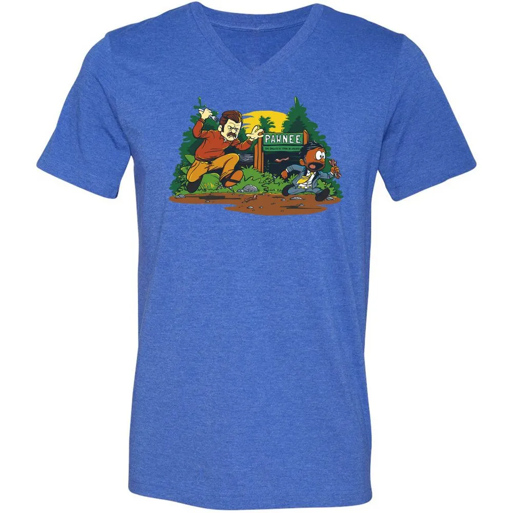 Unisex V-Neck T-Shirt - ZCJ269H9 - Heather True Royal - 14