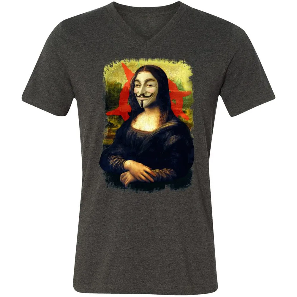 Unisex V-Neck T-Shirt - 85HE9J4U - Dark Grey Heather - 8