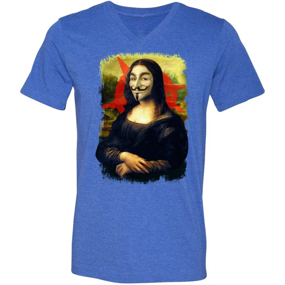 Unisex V-Neck T-Shirt - 85HE9J4U - Heather True Royal - 14