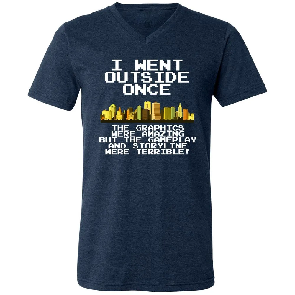 Unisex V-Neck T-Shirt - 991E19XM - Heather Navy - 15