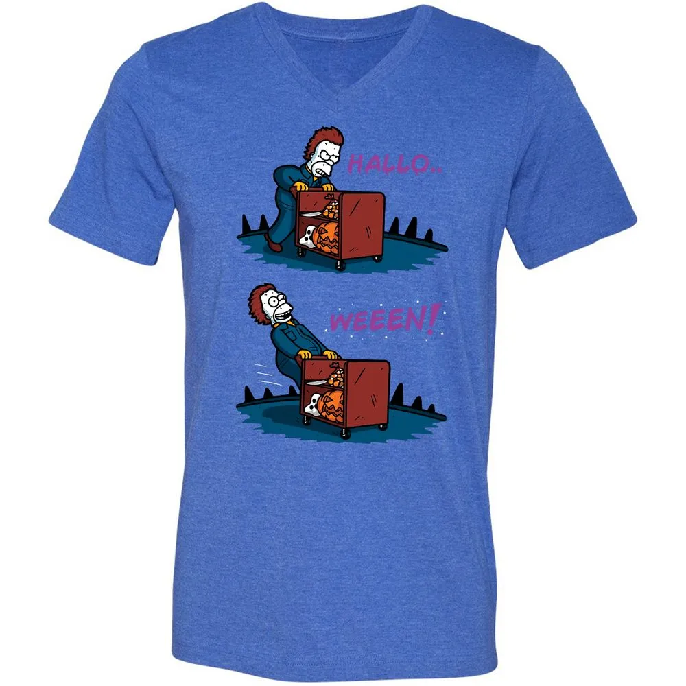 Unisex V-Neck T-Shirt - MMVAQEWT - Heather True Royal - 14