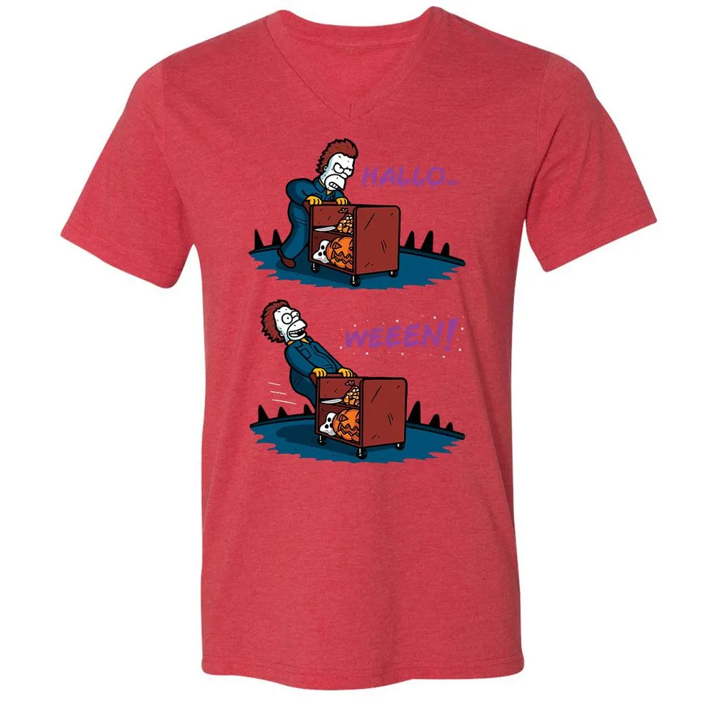 Unisex V-Neck T-Shirt - MMVAQEWT - Heather Red - 16