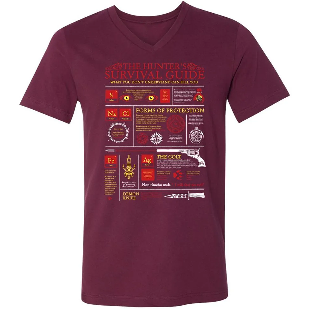 Unisex V-Neck T-Shirt - 674EM5HJ - Maroon - 6