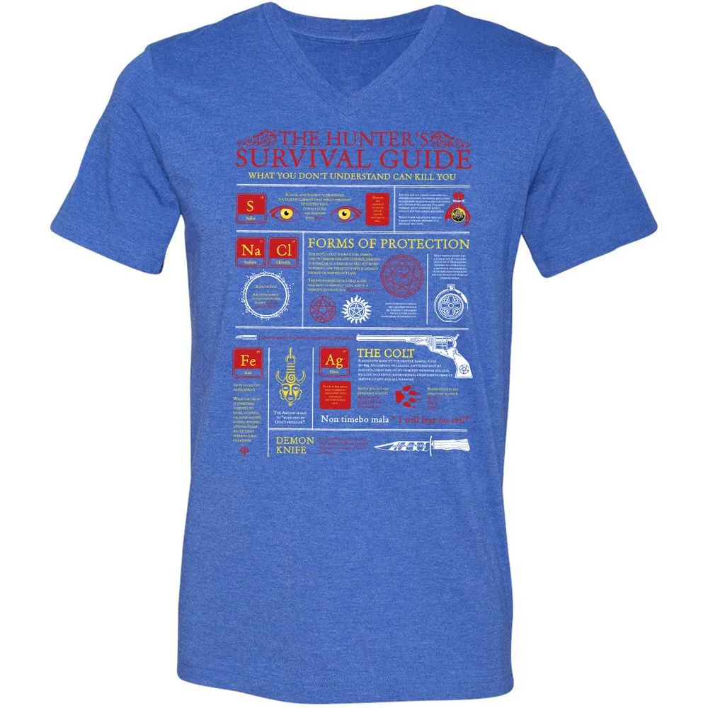 Unisex V-Neck T-Shirt - 674EM5HJ - Heather True Royal - 14