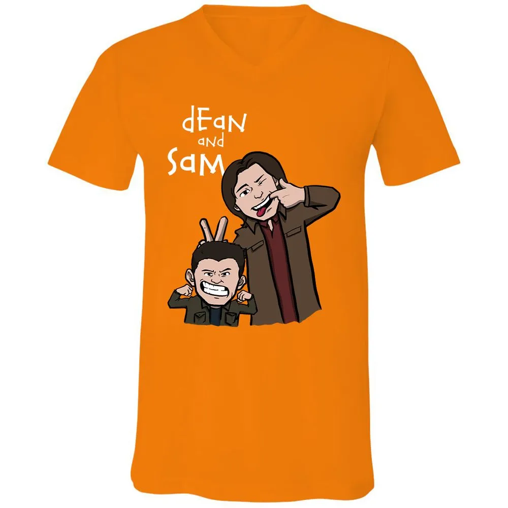 Unisex V-Neck T-Shirt - FKY5WHW4 - Orange - 11