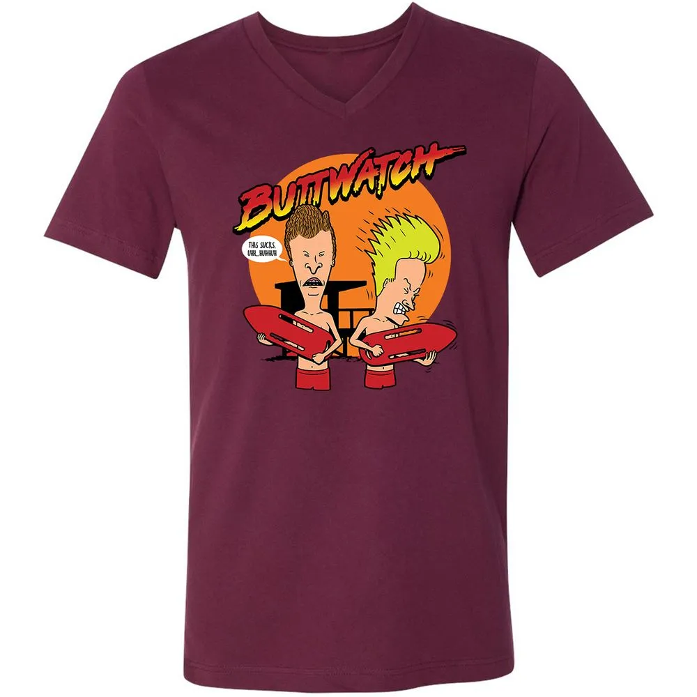 Unisex V-Neck T-Shirt - MZ2D34U5 - Maroon - 6