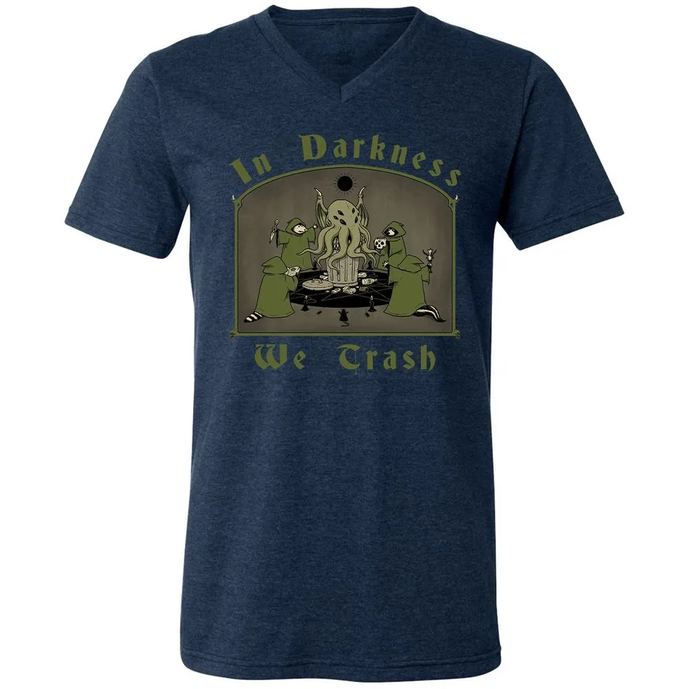 Unisex V-Neck T-Shirt - QNG7V1YQ - Heather Navy - 15