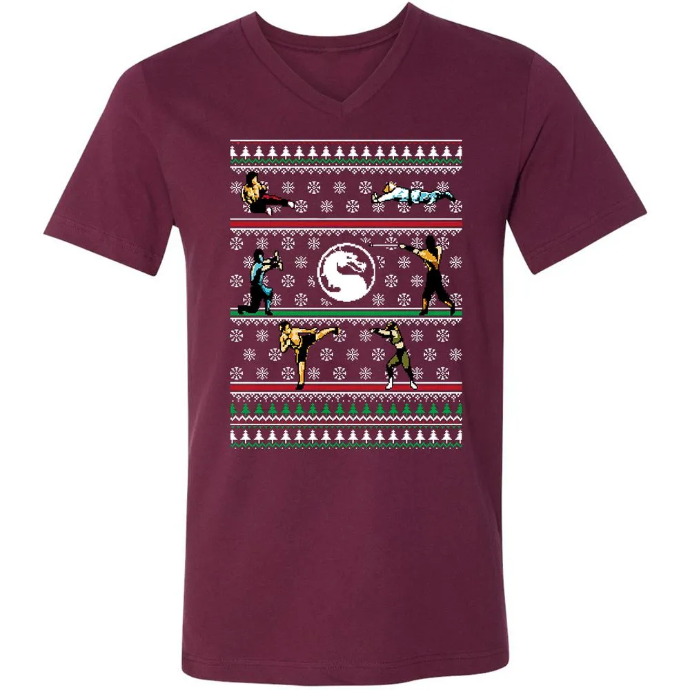 Unisex V-Neck T-Shirt - FEUL3ETK - Maroon - 6