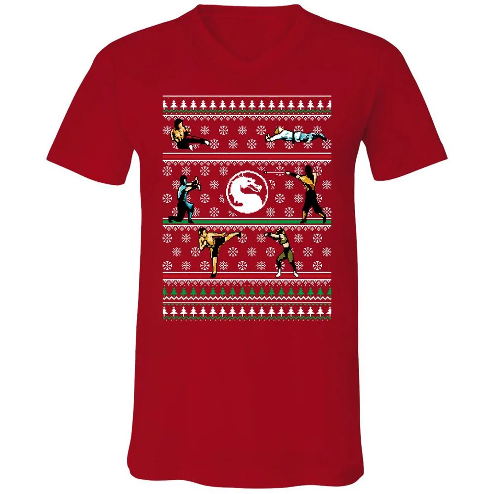 Unisex V-Neck T-Shirt - FEUL3ETK - Red - 3