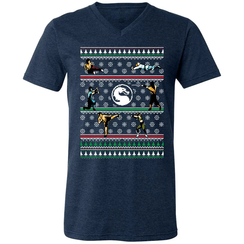 Unisex V-Neck T-Shirt - FEUL3ETK - Heather Navy - 15