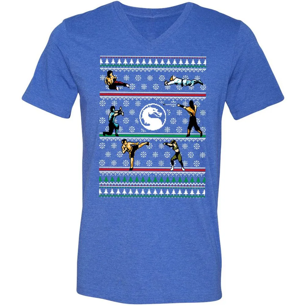 Unisex V-Neck T-Shirt - FEUL3ETK - Heather True Royal - 14