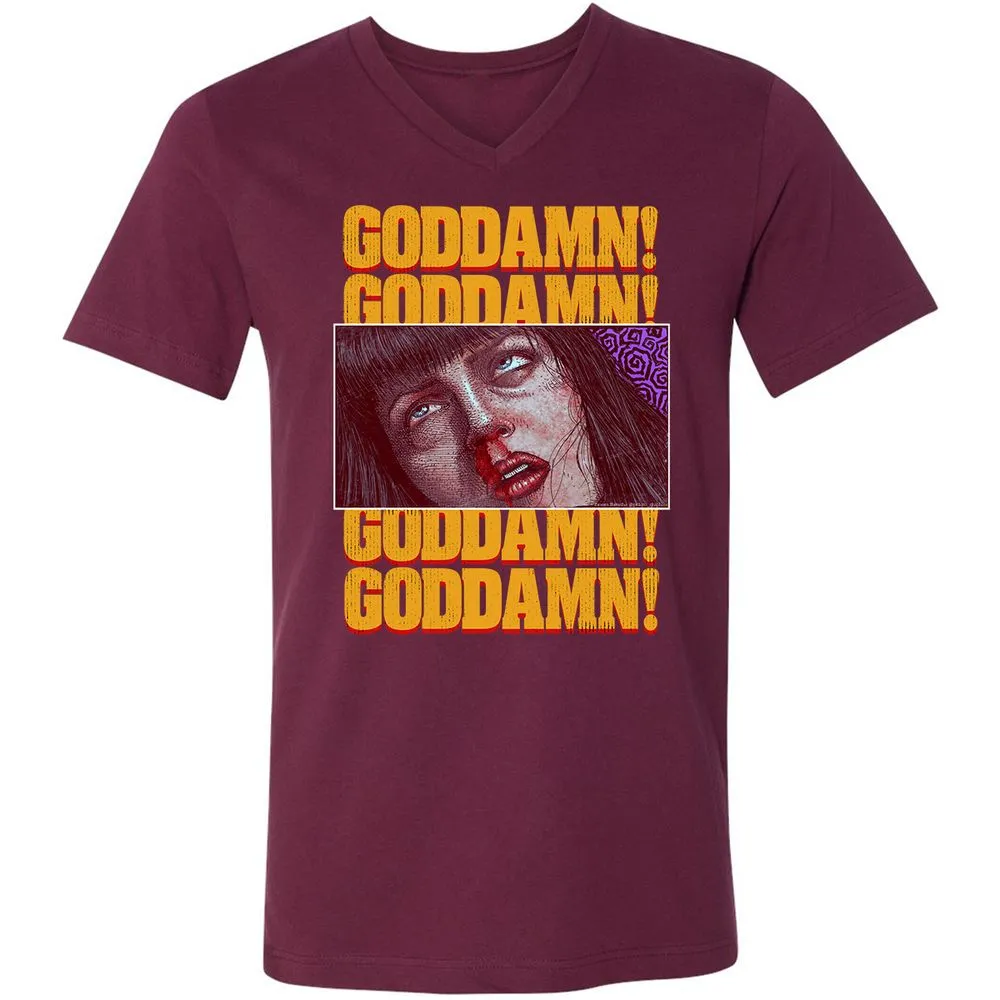 Unisex V-Neck T-Shirt - A4VPZZ6E - Maroon - 6