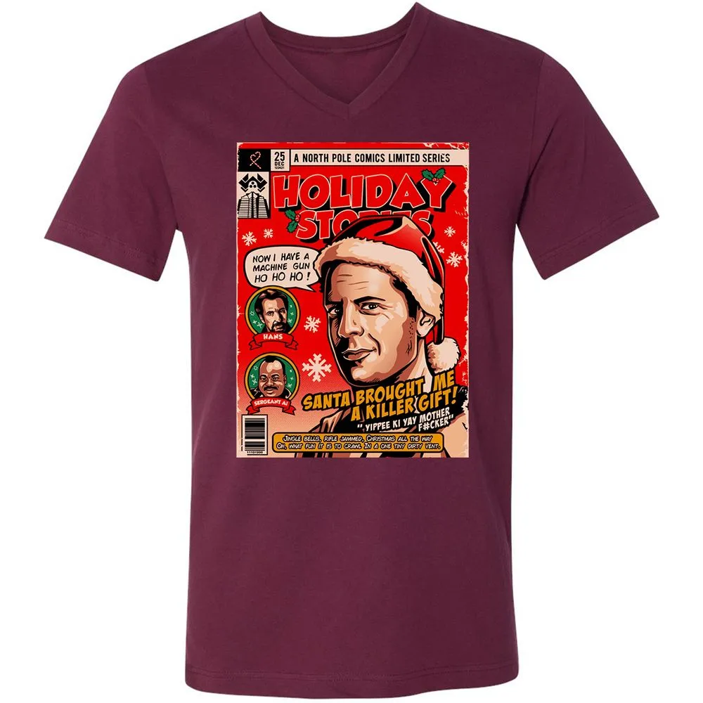 Unisex V-Neck T-Shirt - B8TQ1C52 - Maroon - 6