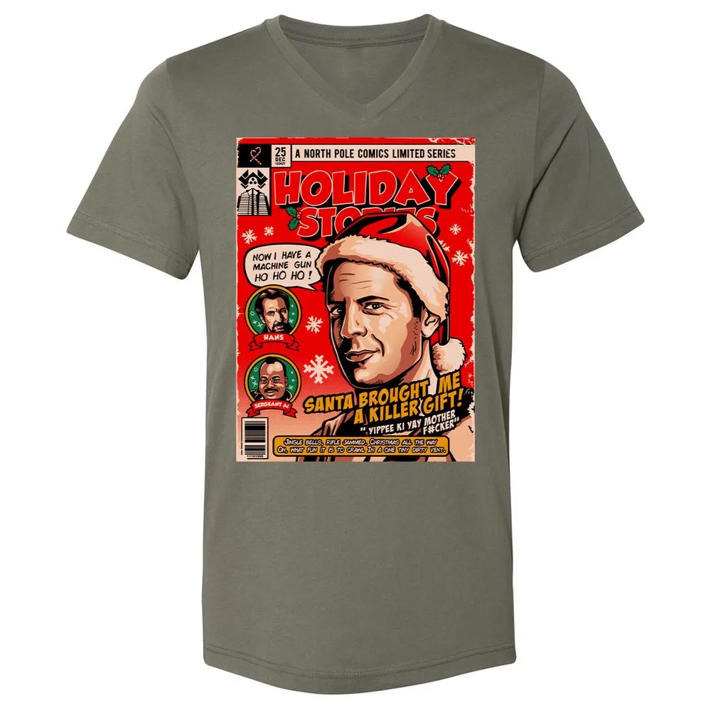 Unisex V-Neck T-Shirt - B8TQ1C52 - Military Green - 10
