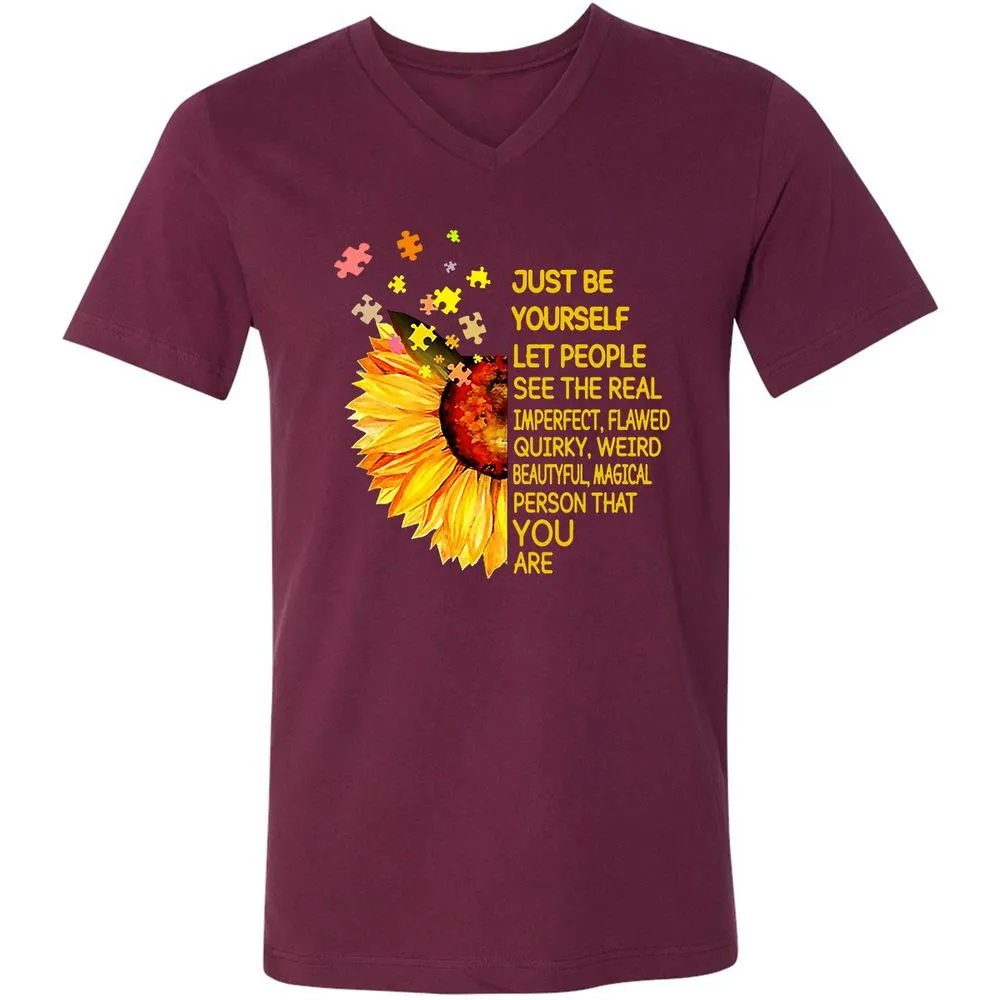 Unisex V-Neck T-Shirt - MM3Y337K - Maroon - 6