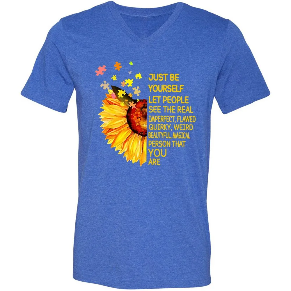 Unisex V-Neck T-Shirt - MM3Y337K - Heather True Royal - 14