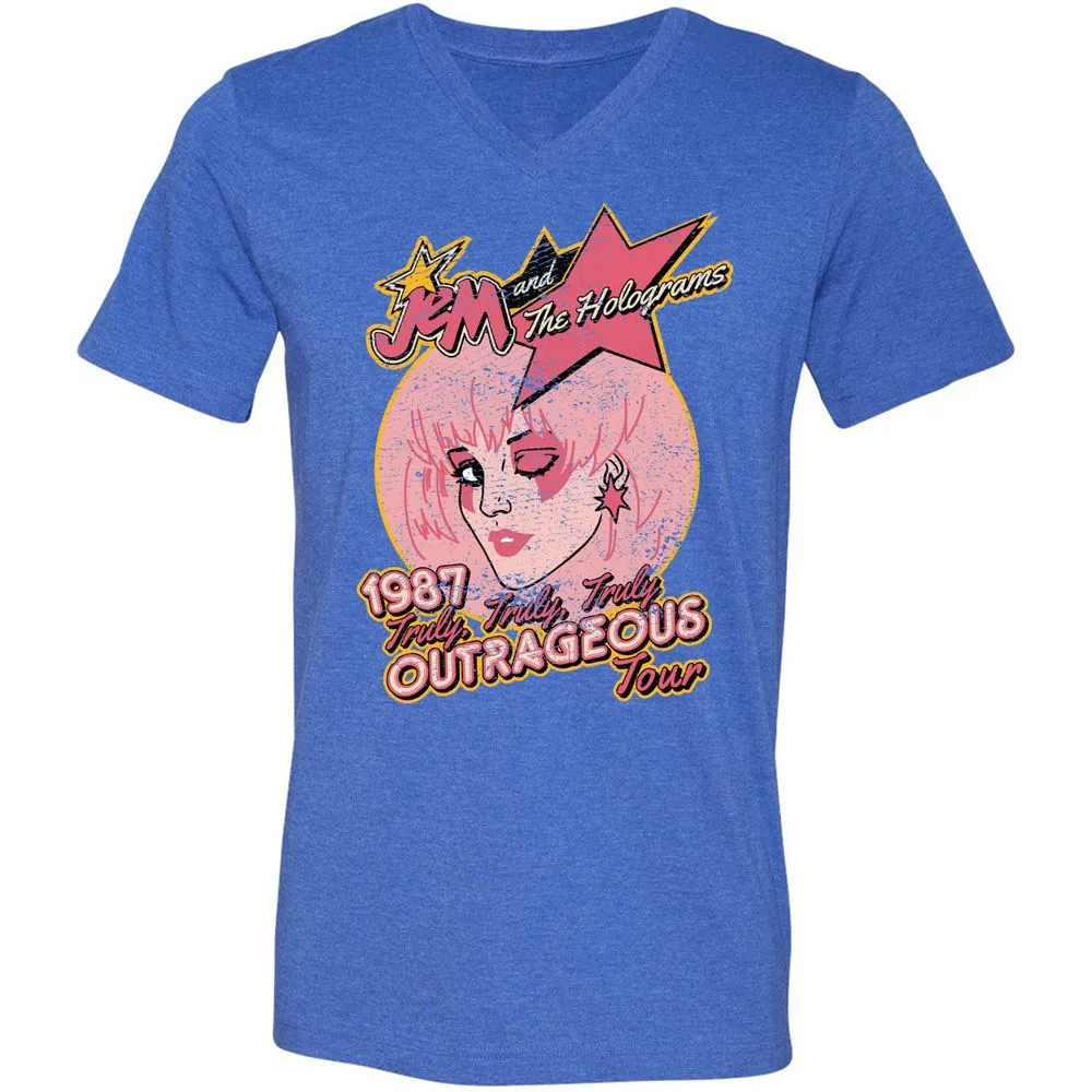 Unisex V-Neck T-Shirt - 4Y2HTL2P - Heather True Royal - 14