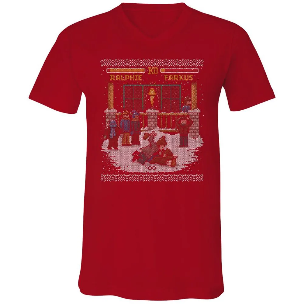 Unisex V-Neck T-Shirt - F73Y6UVA - Red - 3