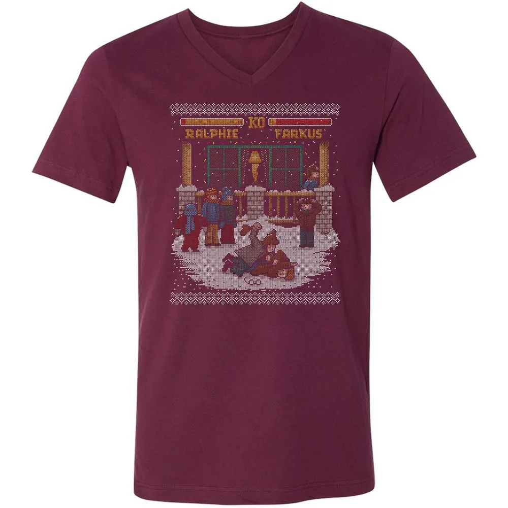 Unisex V-Neck T-Shirt - F73Y6UVA - Maroon - 6
