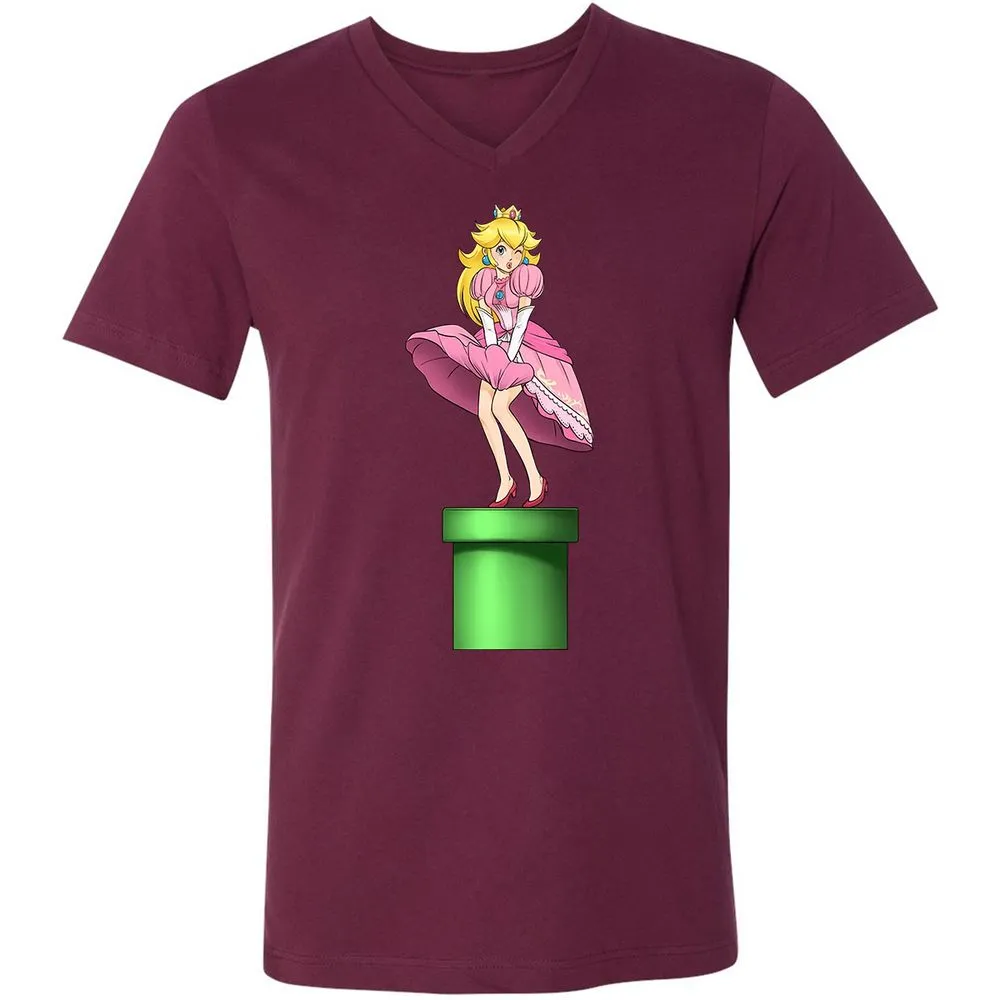 Unisex V-Neck T-Shirt - B6K4W2FP - Maroon - 6