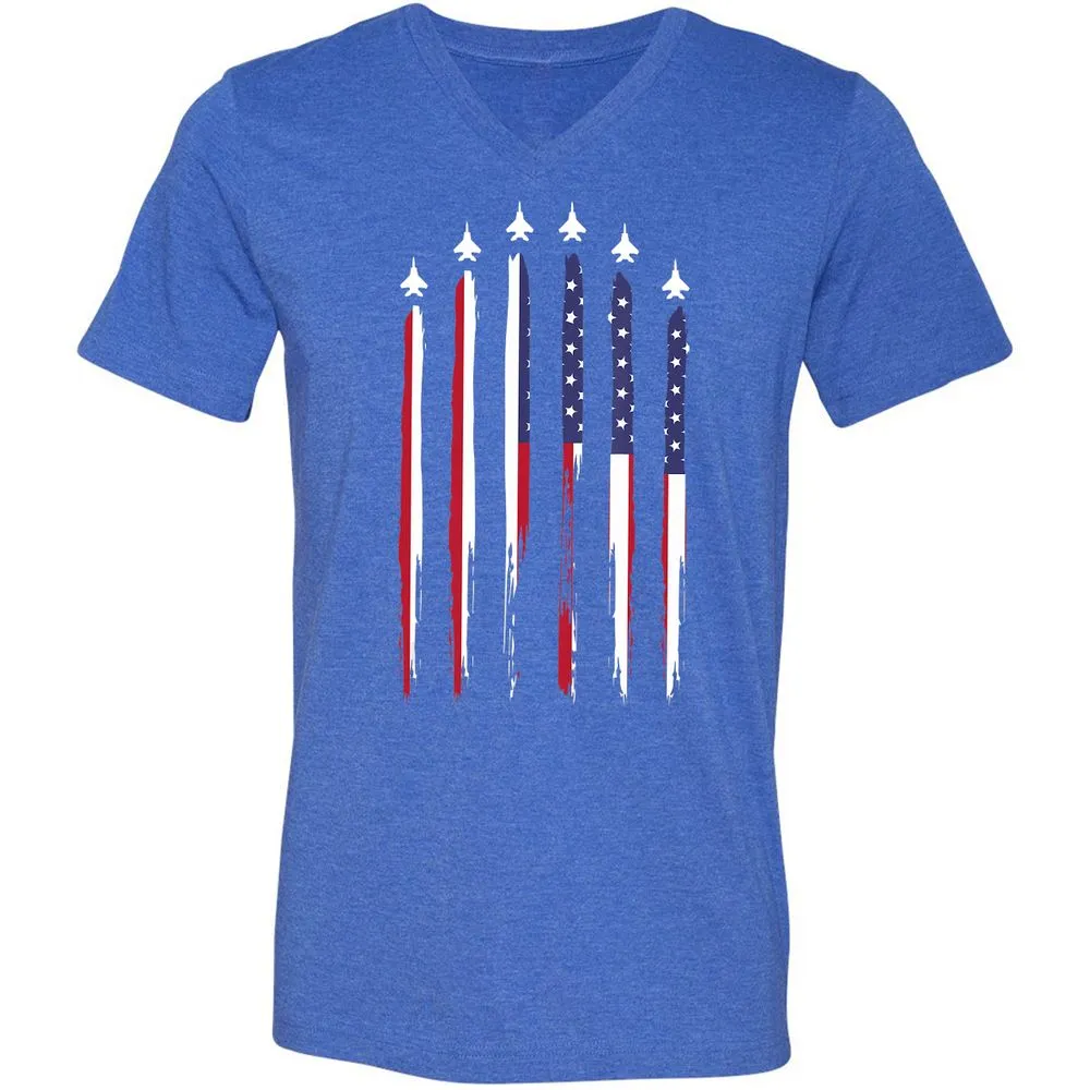 Unisex V-Neck T-Shirt - NTKJLJN9 - Heather True Royal - 14