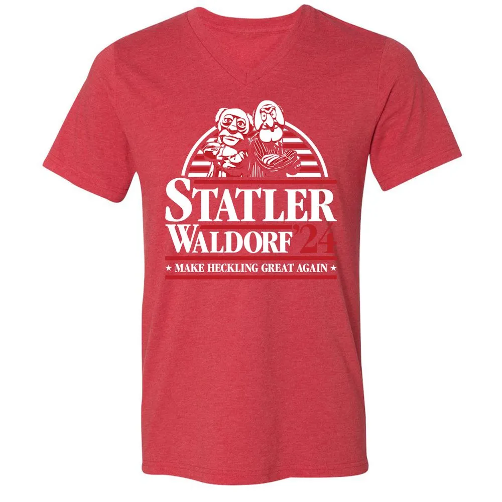 Unisex V-Neck T-Shirt - BSNERUY2 - Heather Red - 16