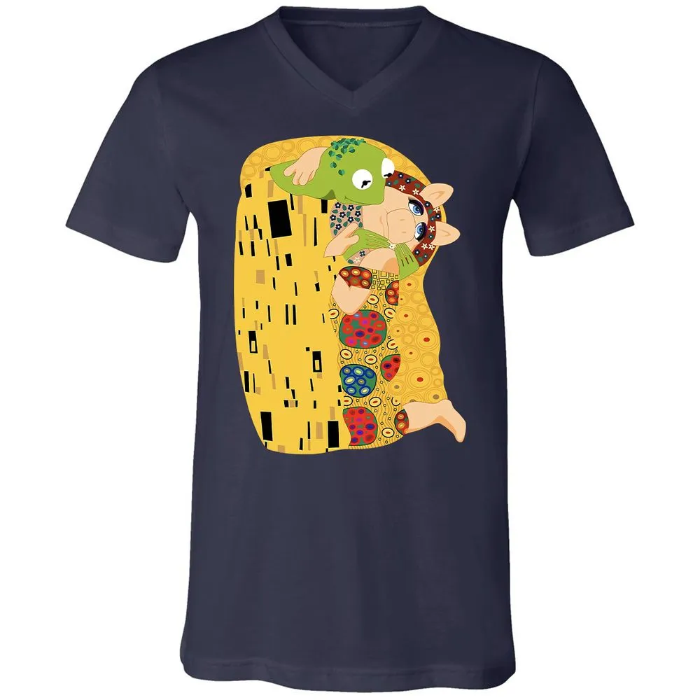 Unisex V-Neck T-Shirt - H1HMBCZ6 - Navy - 2