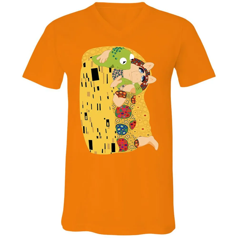 Unisex V-Neck T-Shirt - H1HMBCZ6 - Orange - 11
